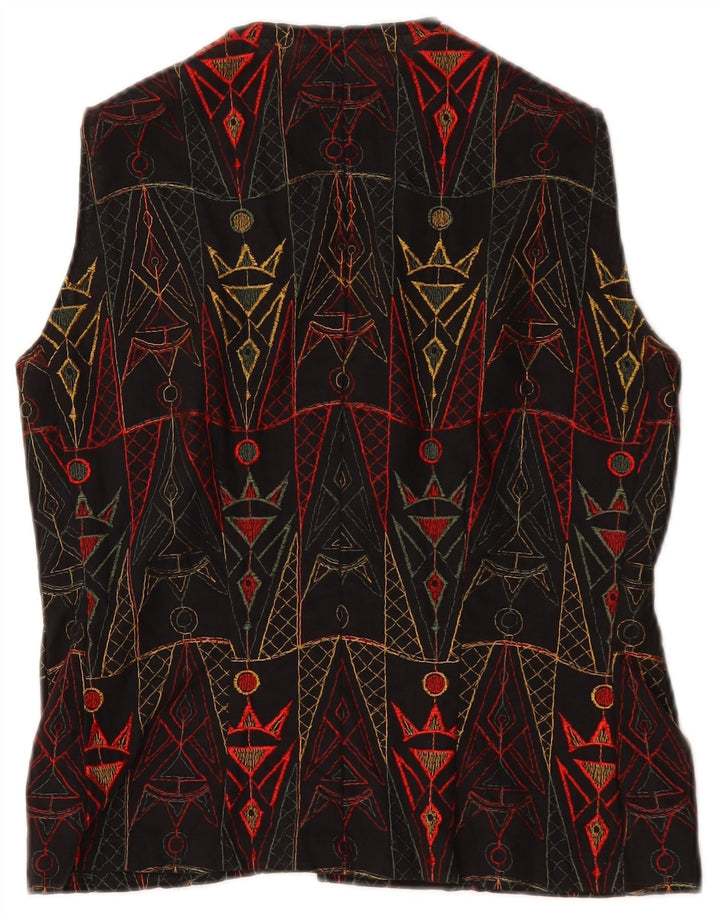 Vintage Womens Waistcoat UK 12 Medium Black Geometric