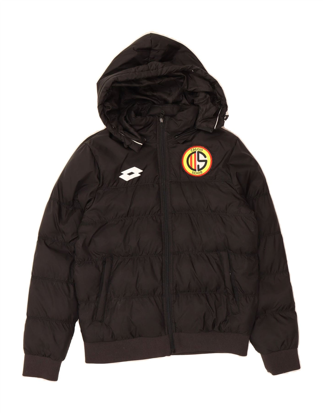 LOTTO Boys Calcio Schio Graphic Padded Jacket 11-12 Years Medium Black Vintage Lotto and Second-Hand Lotto from Messina Hembry 