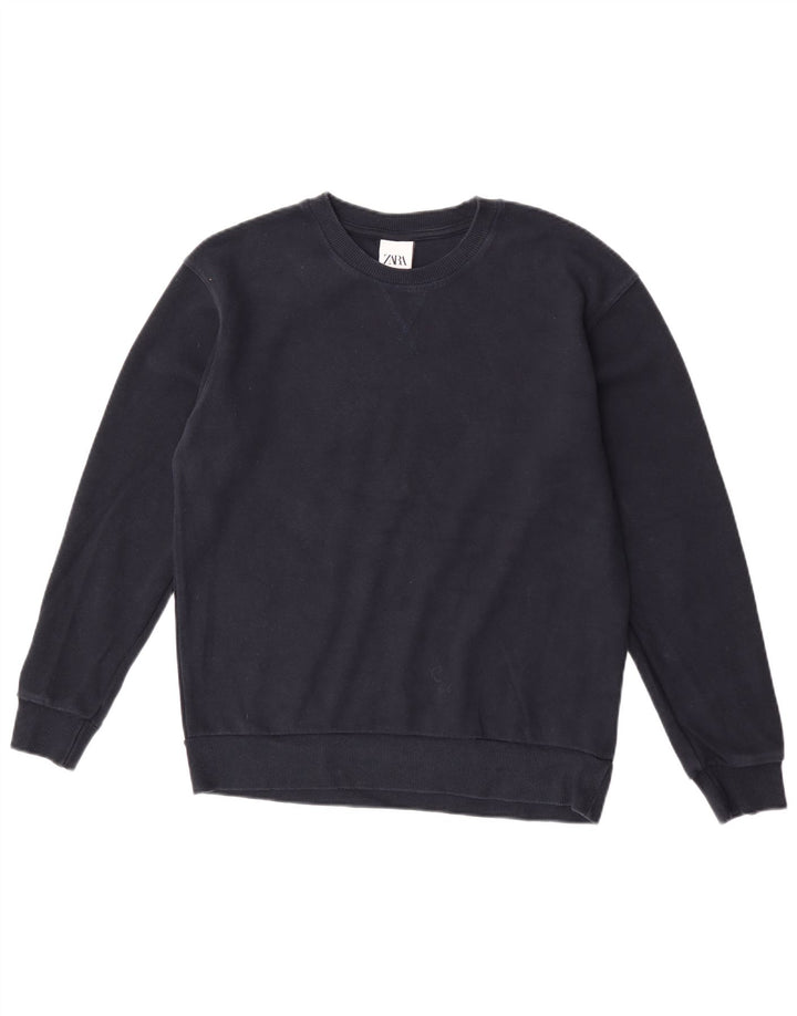 Zara Mens Sweatshirt Jumper Medium Navy Blue Cotton