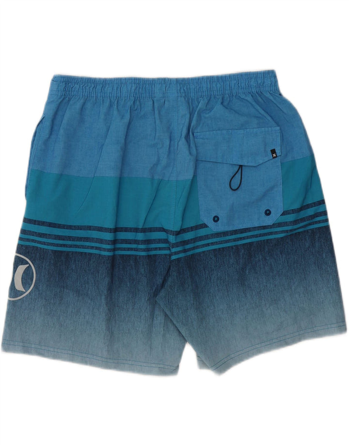 HURLEY Mens Graphic Swimming Shorts XL  Blue Striped Polyester Vintage Hurley and Second-Hand Hurley from Messina Hembry 