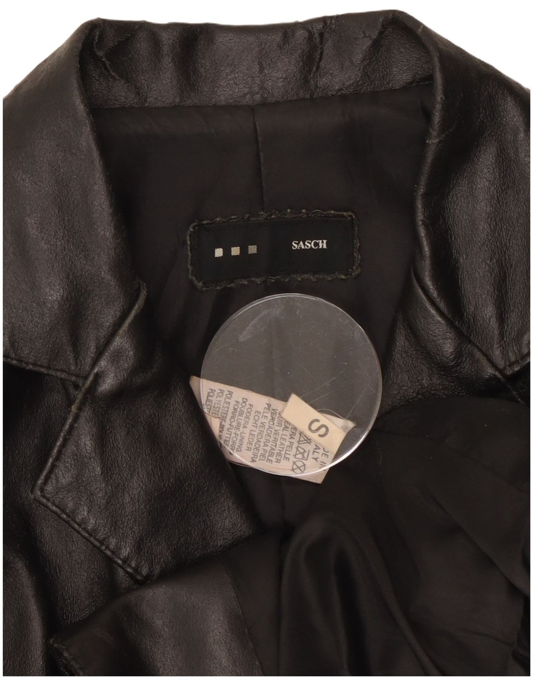 Sasch Veste blazer en cuir à 2 boutons pour femme UK 10 Petit cuir noir