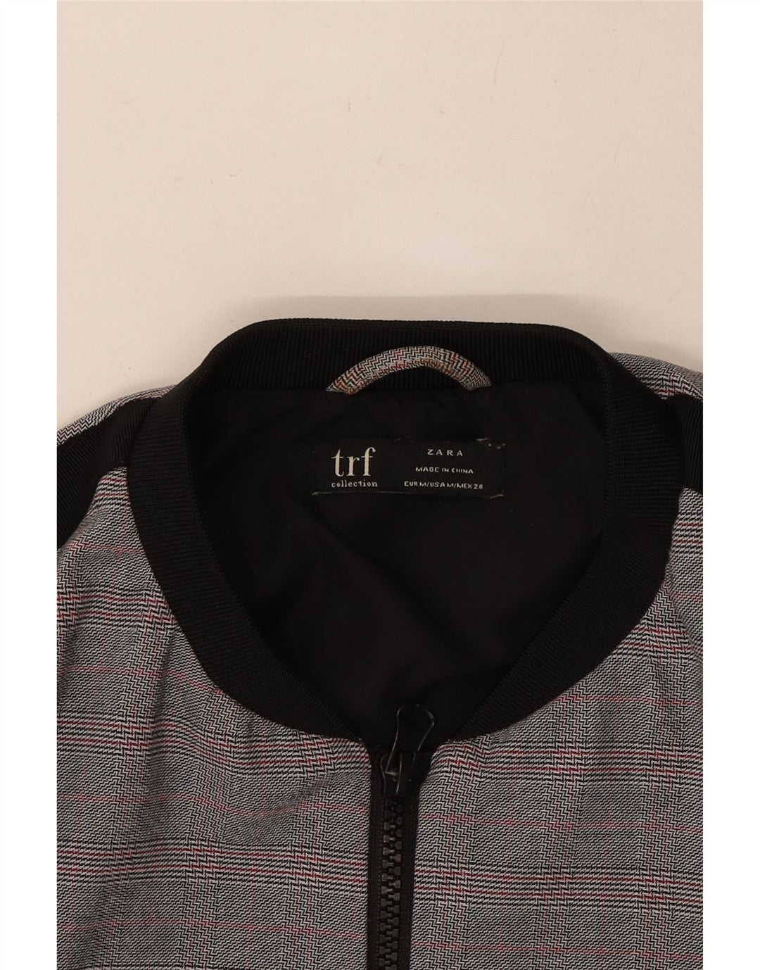 ZARA Womens Bomber Jacket UK 12 Medium Grey Houndstooth