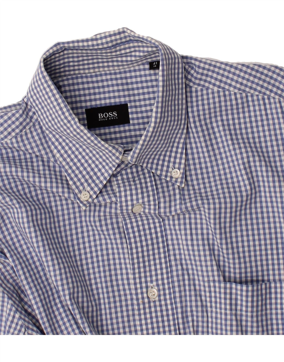 HUGO BOSS Mens Shirt Size 16 41 Large Blue Gingham Vintage Hugo Boss and Second-Hand Hugo Boss from Messina Hembry 