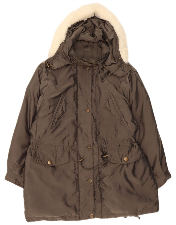 Casaco acolchoado com capuz feminino VINTAGE UK 18 XL cinza