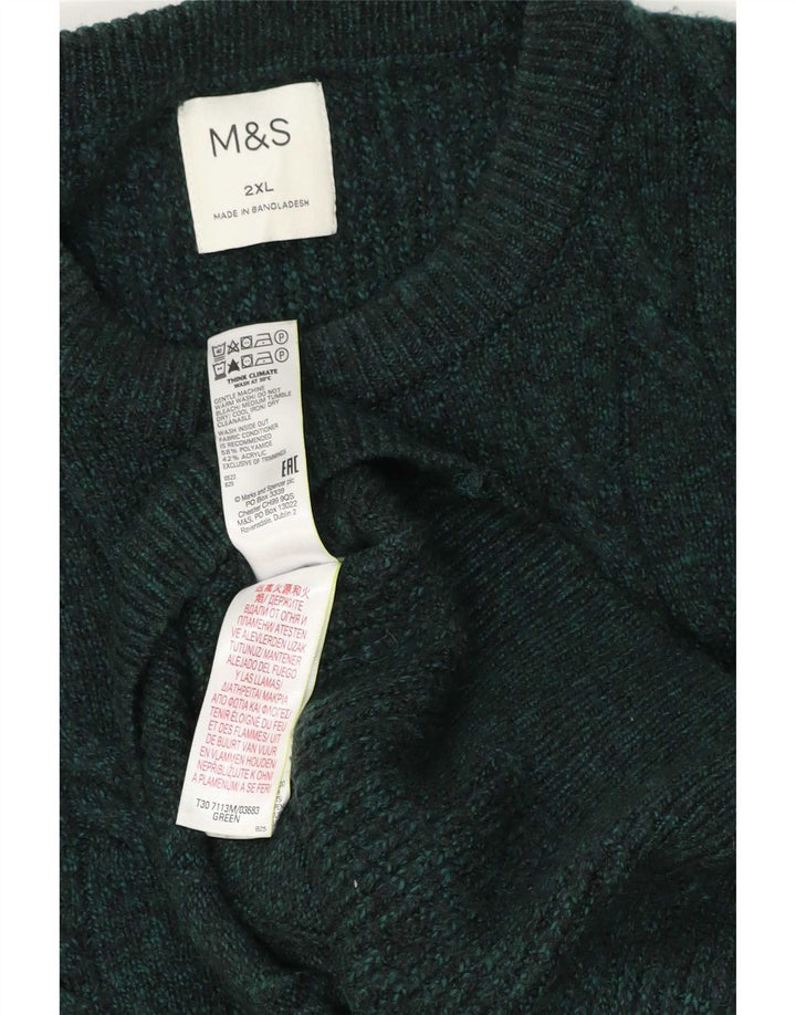 Marks & Spencer Mens Crew Neck Jumper Sweater 2XL Green Polyamide
