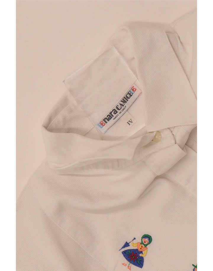 Naracamicee Camicia grafica da donna Camicetta UK 14 Medio Bianco Etnico