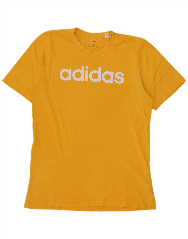 Adidas Mens Graphic T-Shirt Top Medium Yellow Cotton
