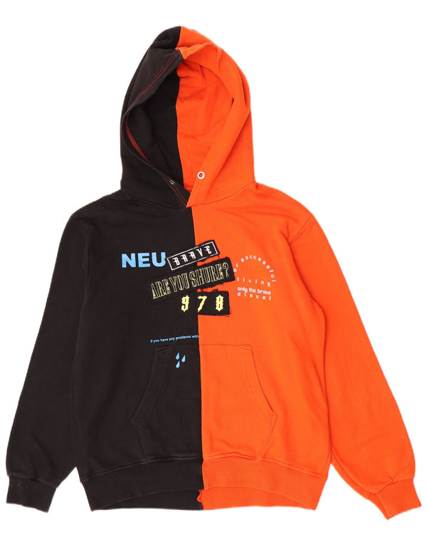 Diesel Felpa con cappuccio grafica per ragazzi 13-14 anni in cotone color block nero