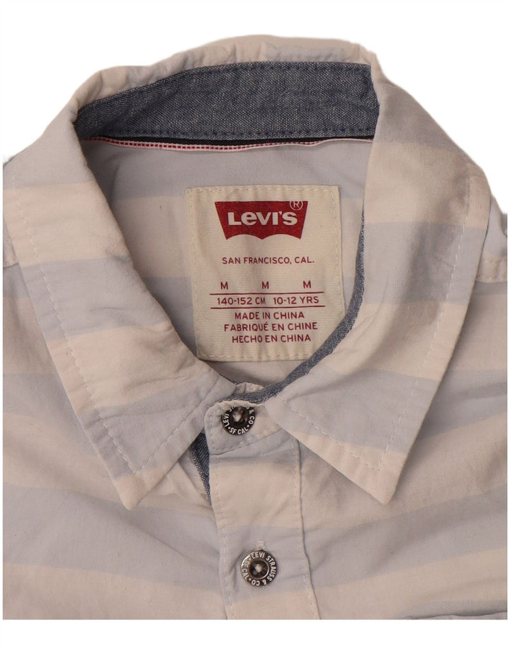 LEVI'S Boys Short Sleeve Shirt 10-11 Years Medium  Blue Striped Cotton