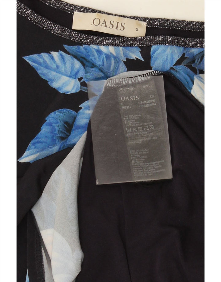 Oasis Dame Bluse Top UK 10 Small Navy Blue Floral Polyester