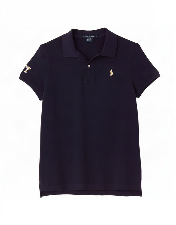 Polo strâns pentru femei Ralph Lauren UK 14 Medium bleumarin bumbac