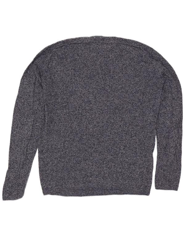 ZARA Mens Crew Neck Jumper Sweater Large Navy Blue Flecked Cotton