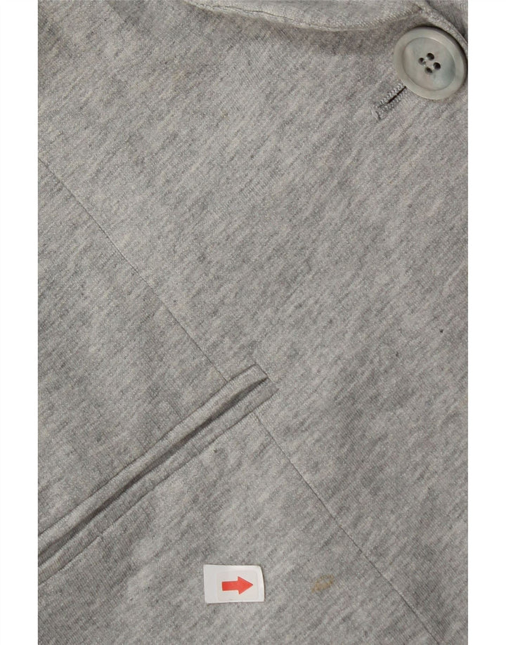 Zara Womens 1 Button Blazer Jacket UK 14 Large Gris Coton
