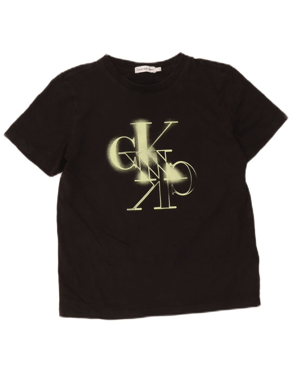 Calvin Klein Jeans Boys Graphic T-Shirt Top 11-12 Years Black Cotton