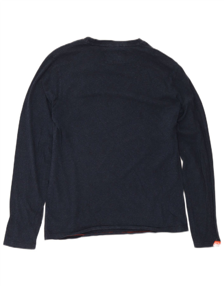 Top da uomo Superdry a maniche lunghe piccolo in cotone blu navy