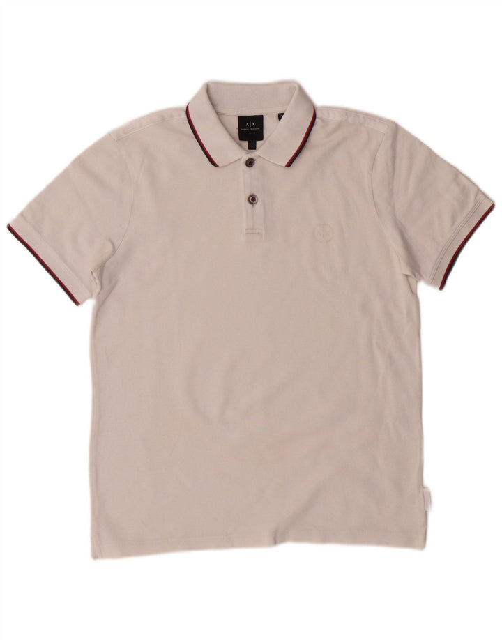 Armani Exchange Mens Polo Shirt Small White Cotton