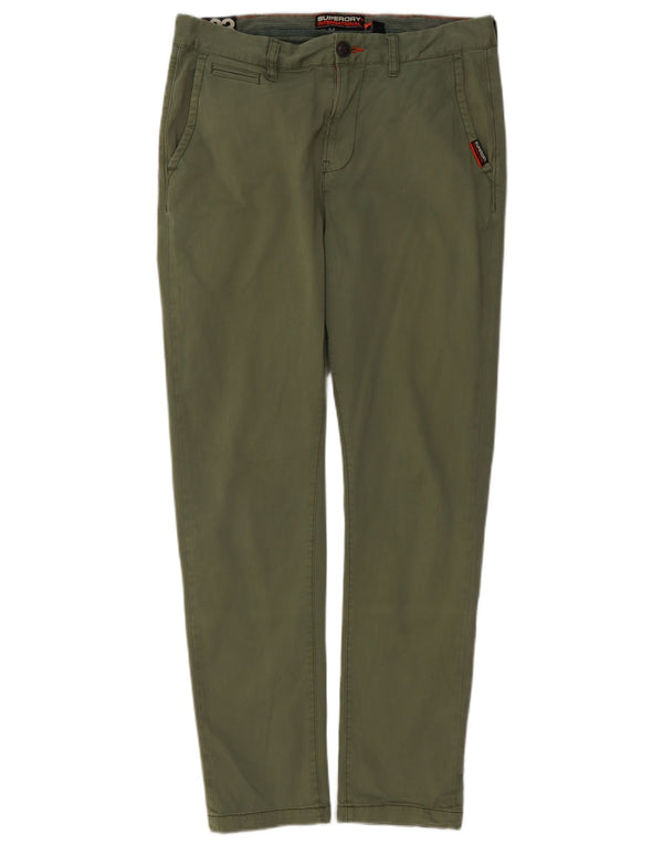 Superdry Herren Slim Fit Chinohose W33 L32 Grüne Baumwolle