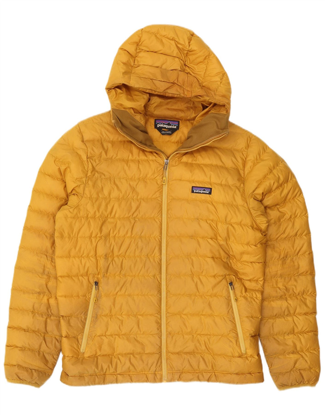 Patagonia Mens Hooded Padded Jacket UK 38 Medium Yellow Polyester