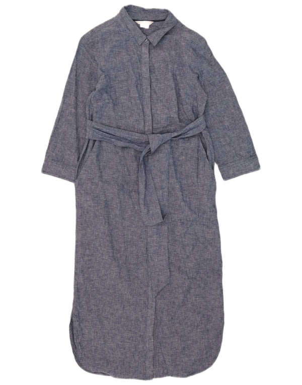 Boden Womens 3/4 Sleeve Oversized Shirt Dress UK 10 Small Navy Blue Linen
