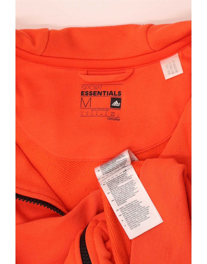 Adidas Mens Zip Hoodie Sweater Medium Orange Polyester