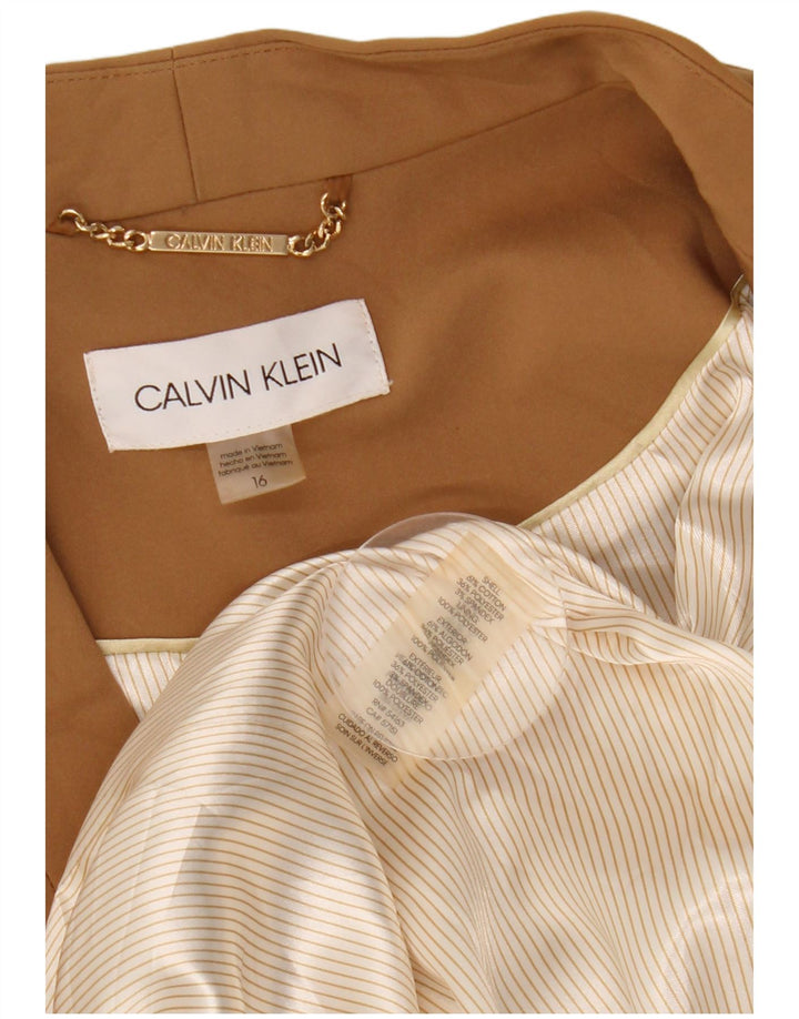 CALVIN KLEIN Womens 3/4 Sleeve 1 Button Blazer Jacket US 16 XL Beige