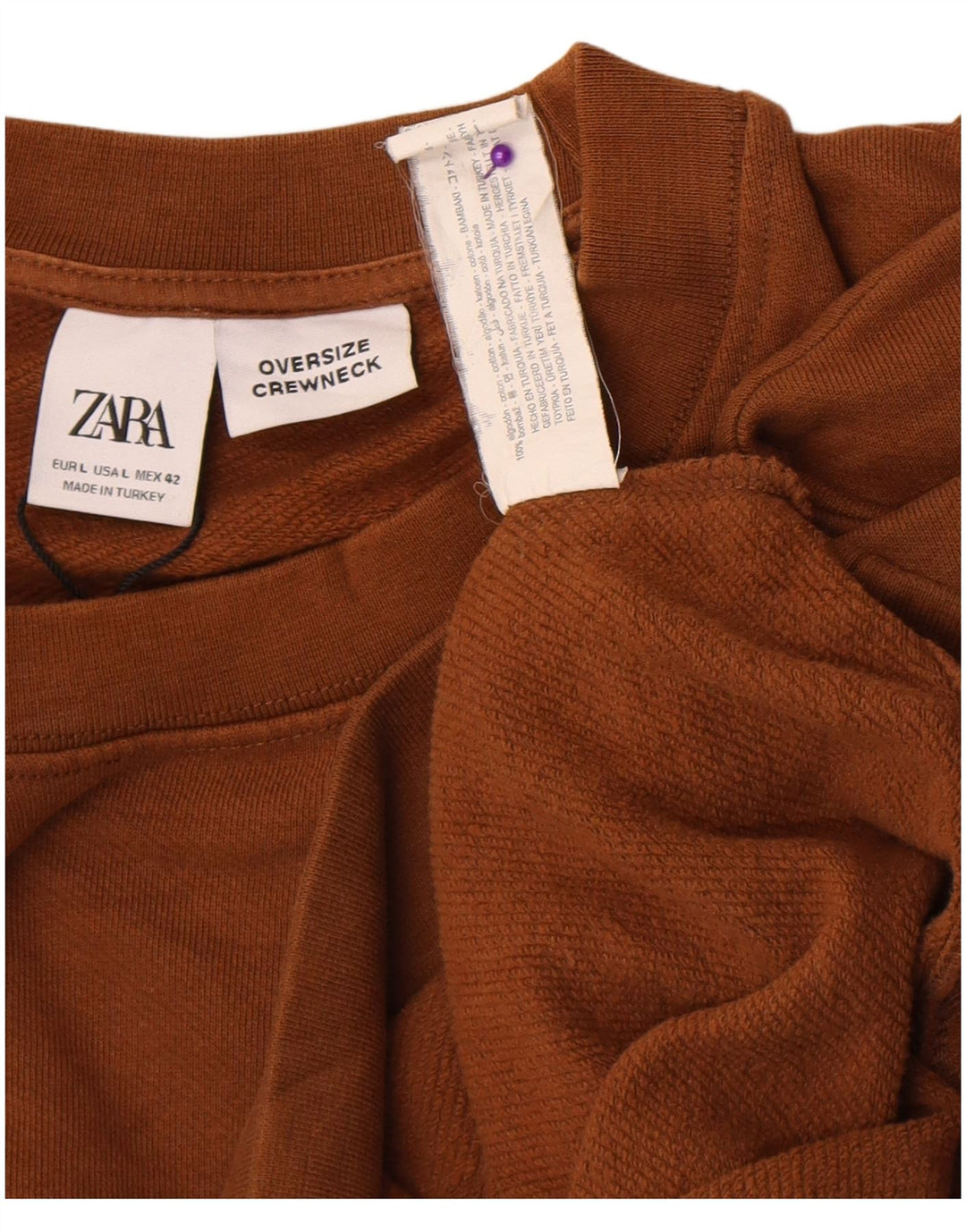 Zara Mens Oversized Sweatshirt Jumper Large Brown Cotton