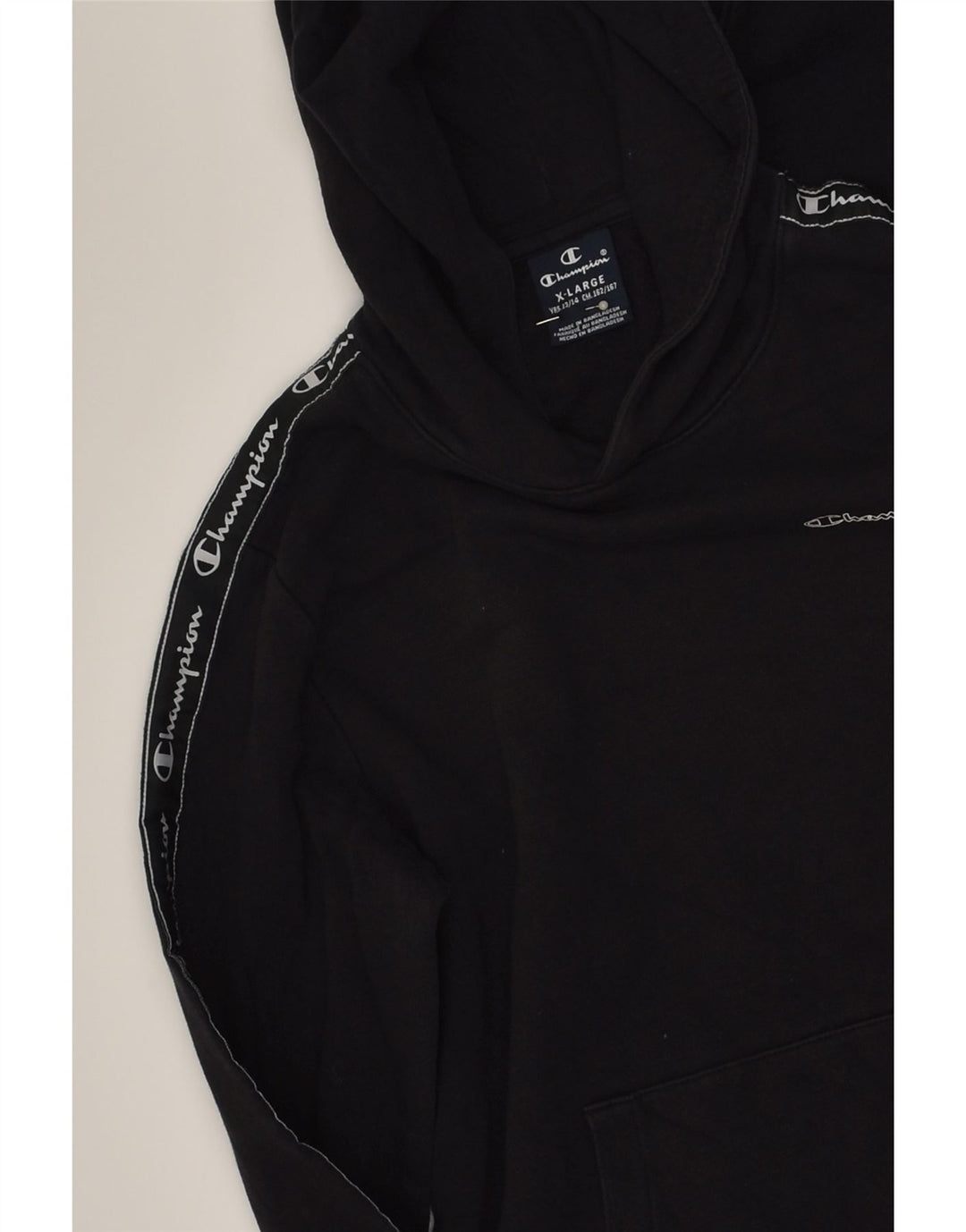 CHAMPION Boys Graphic Hoodie Jumper 13-14 Years XL  Black Cotton | Vintage Champion | Thrift | Second-Hand Champion | Used Clothing | Messina Hembry 