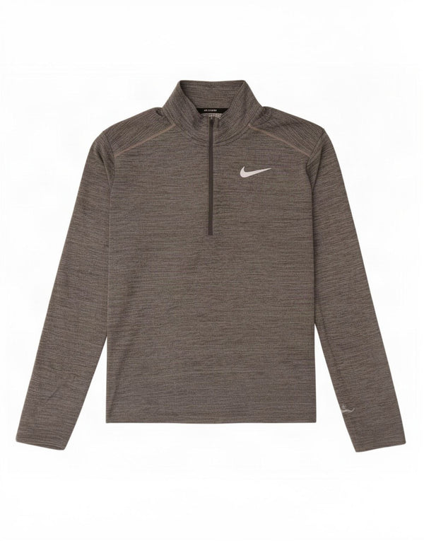 Nike Mens Dri Fit Zip Neck Pullover Tracksuit Top Medium Grey Flecked