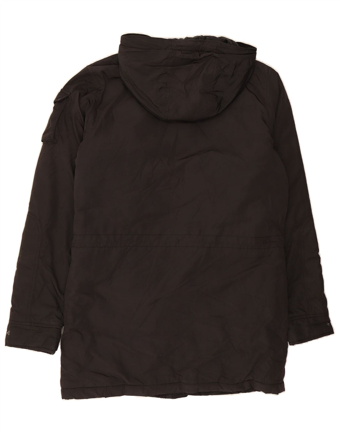 JACK & JONES Mens Hooded Parka Jacket UK 36 Small Black Polyester Vintage Jack & Jones and Second-Hand Jack & Jones from Messina Hembry 