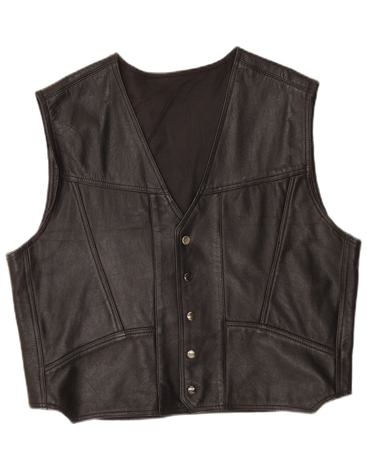 Vintage Herren Lederweste 2XL Schwarzes Leder