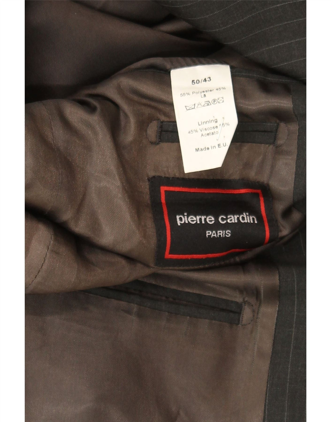 PIERRE CARDIN Mens 3 Button Blazer Jacket IT 50 Large Black Pinstripe Vintage Pierre Cardin and Second-Hand Pierre Cardin from Messina Hembry 
