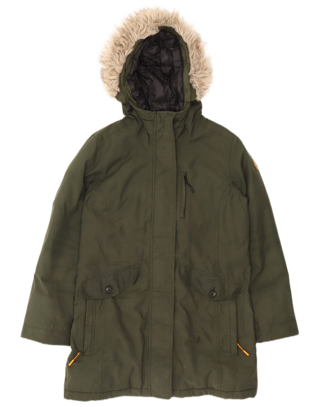 Jachetă parka cu glugă Timberland pentru femei UK 14 Poliester verde mediu