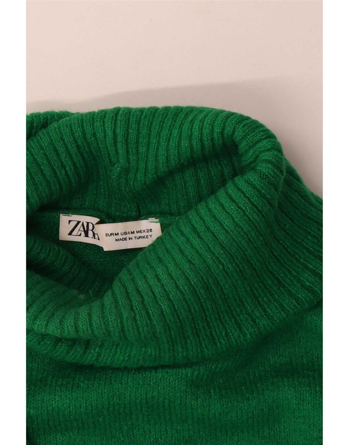 Zara Womens Oversized Roll Neck Jumper Sweater UK 14 Medium Green