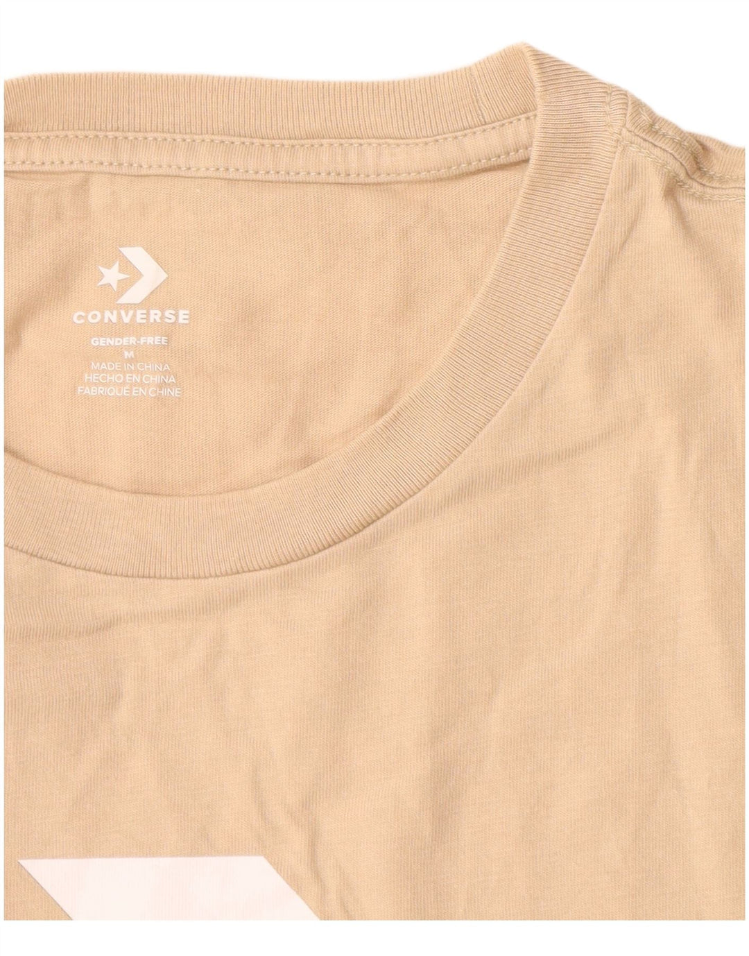 Converse Mens Graphic T-Shirt Top Medium Beige Cotton
