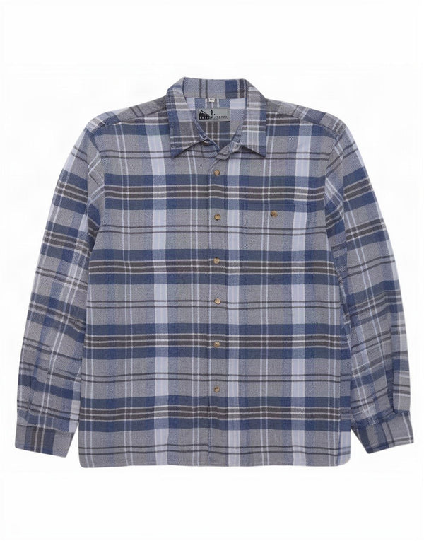 Fellini Chemise en flanelle pour homme 2XL Bleu à carreaux en coton