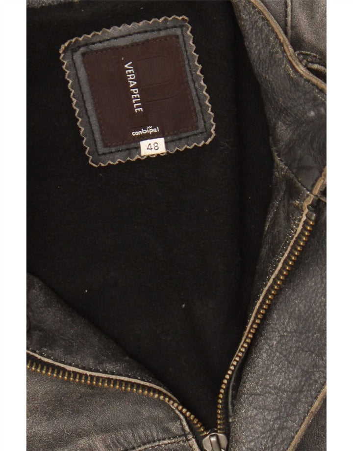 Giacca Racer in Pelle Uomo Conbipel IT 48 Grigio Medio