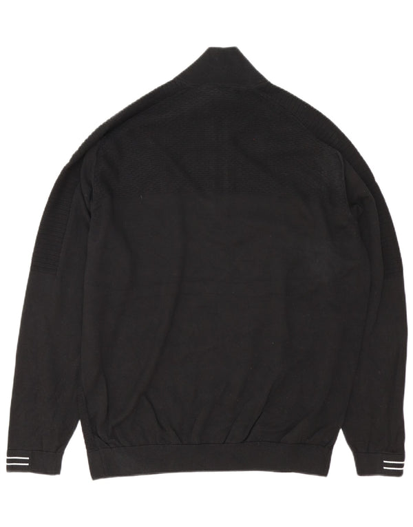 Hugo Boss Maglione da uomo con zip e collo XL in cotone a righe nere