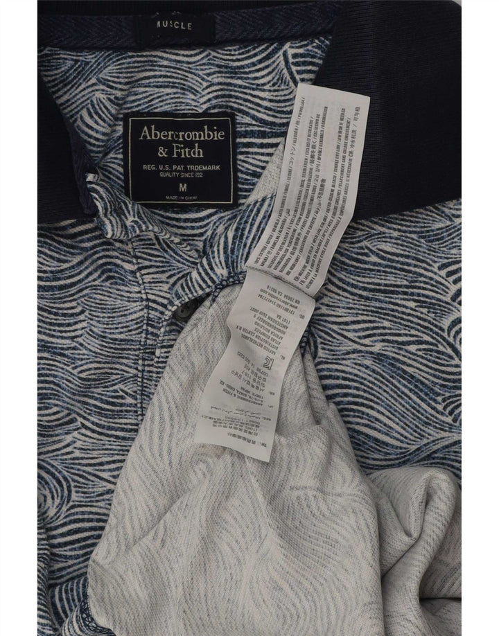 Abercrombie & Fitch Mens Muscle Abstract Pattern Polo Shirt Medium Blue