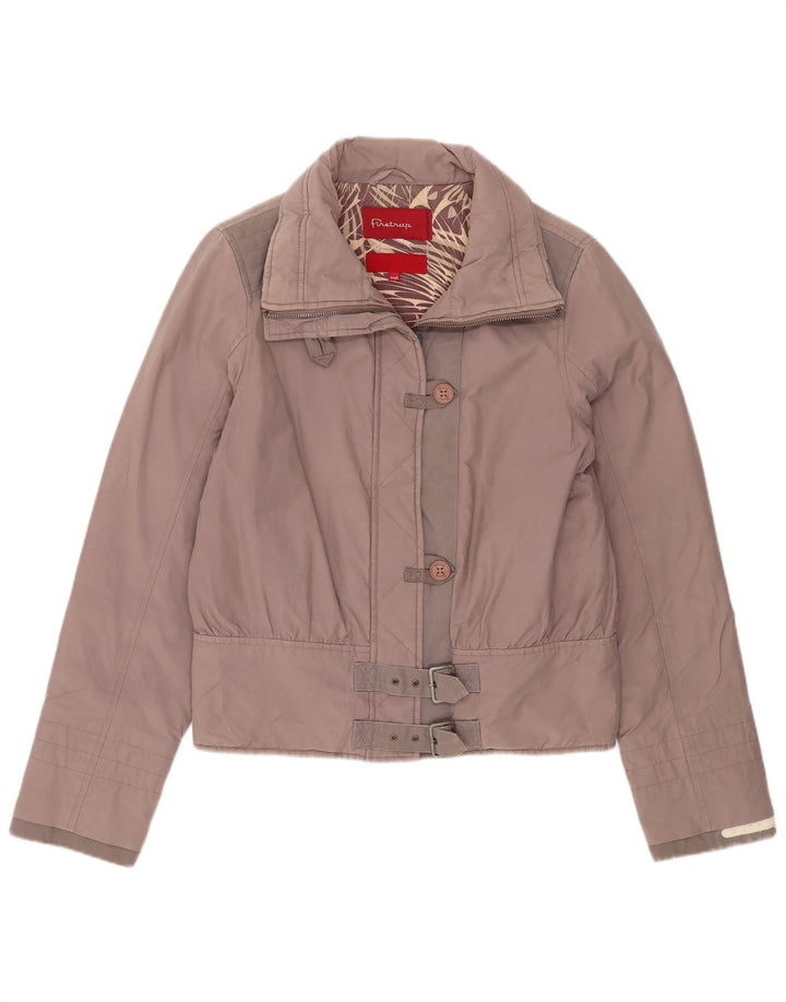 Firetrap Womens Bomber Jacket UK 10 Small Grey Cotton
