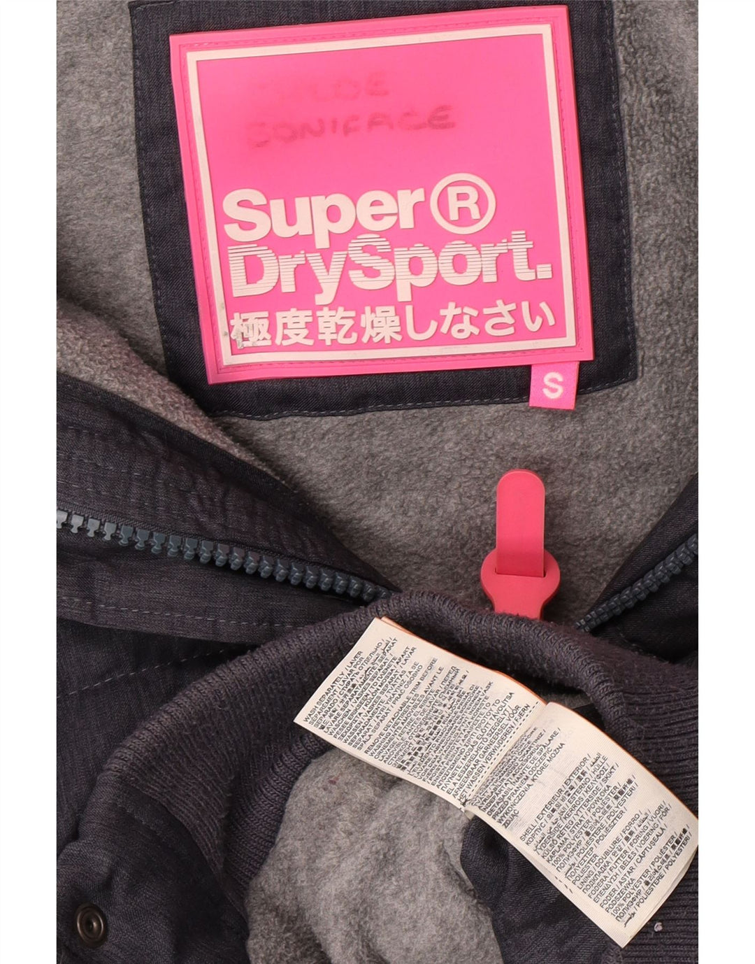 Superdry Womens Hooded Bomber Padded Jacket UK 8 Small Grey Polyester