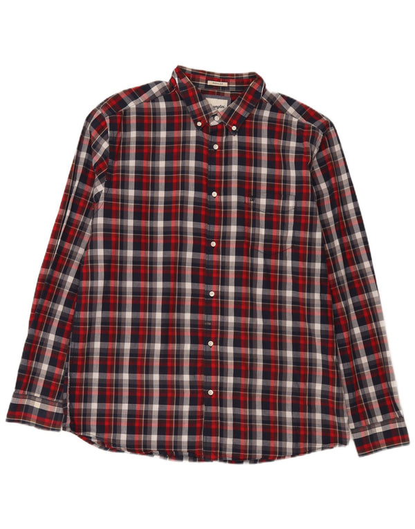 Camisa masculina de flanela Wrangler XL algodão xadrez vermelho