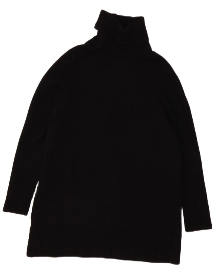 Zara Womens Oversized Roll Neck Jumper Sweater UK 10 Small Black Viscose