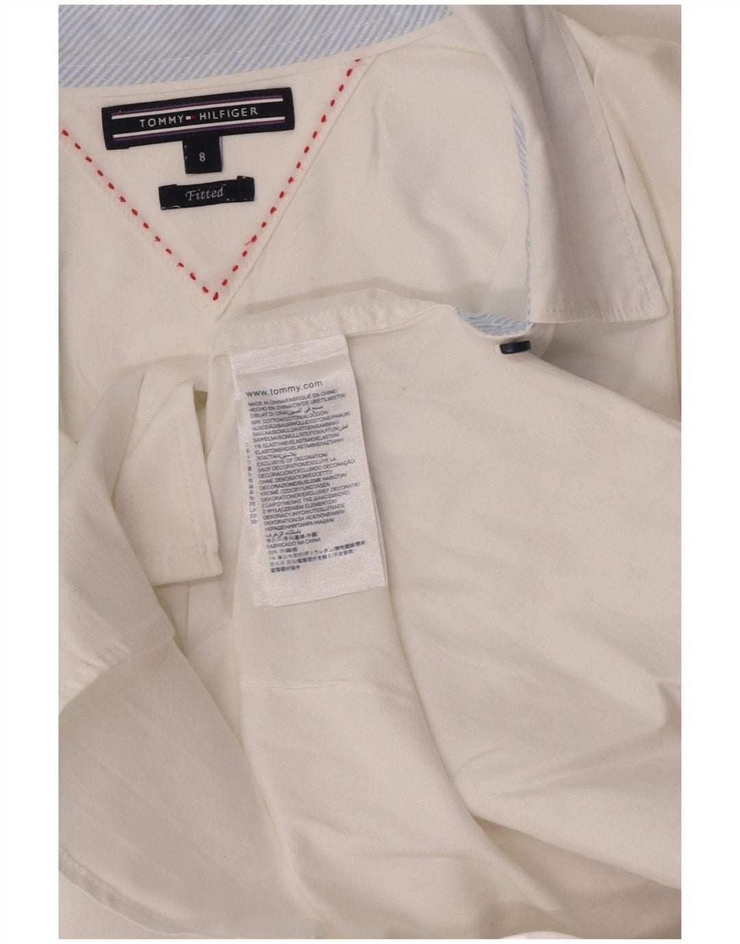 Tommy Hilfiger dameskjorte US 8 Medium hvid bomuld