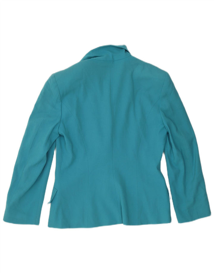Vintage Damen 1 Knopf Blazer Jacke UK 16 Große blaue Wolle