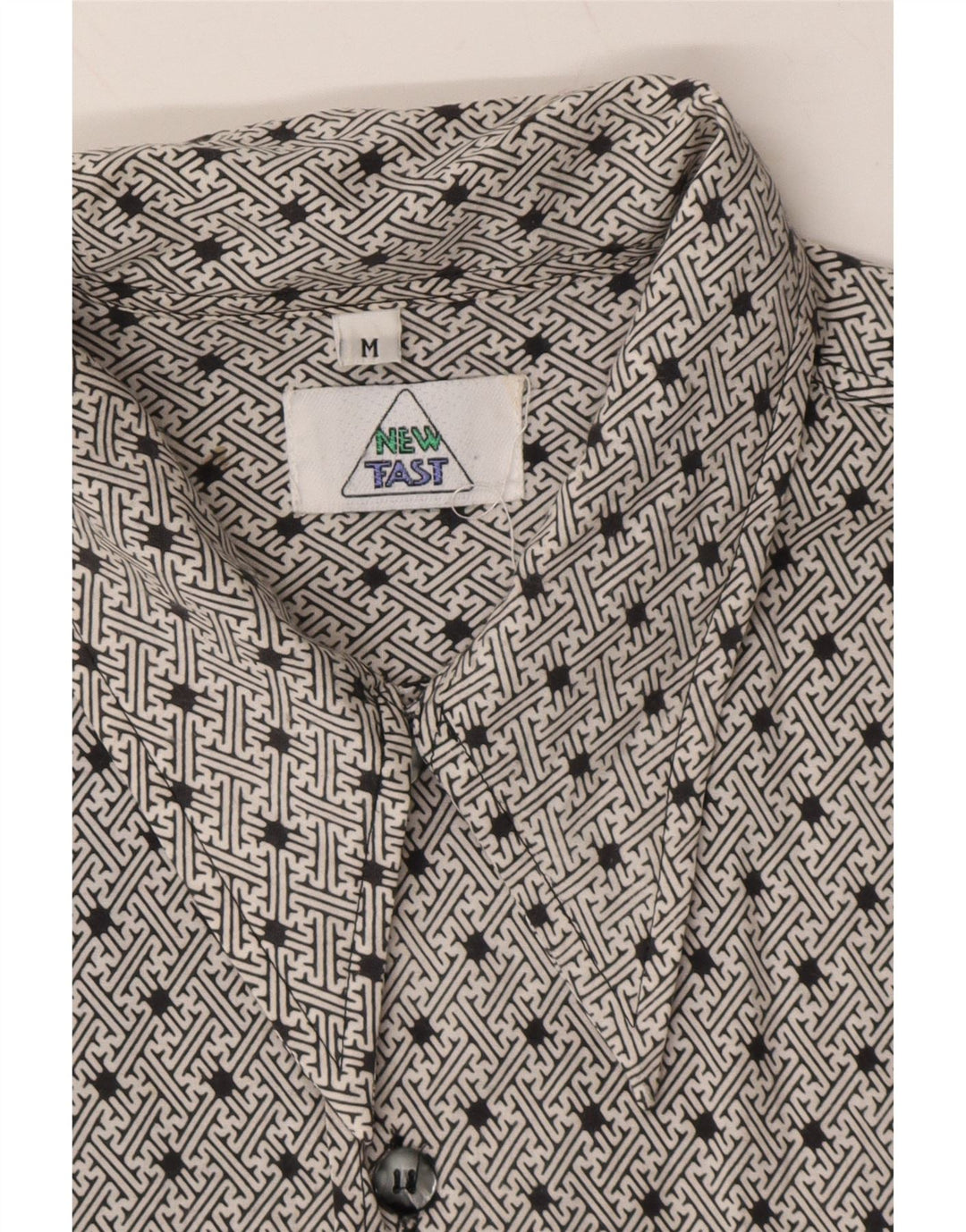 NEW FAST Mens Abstract Pattern Shirt Medium Black Polyester Vintage New Fast and Second-Hand New Fast from Messina Hembry 