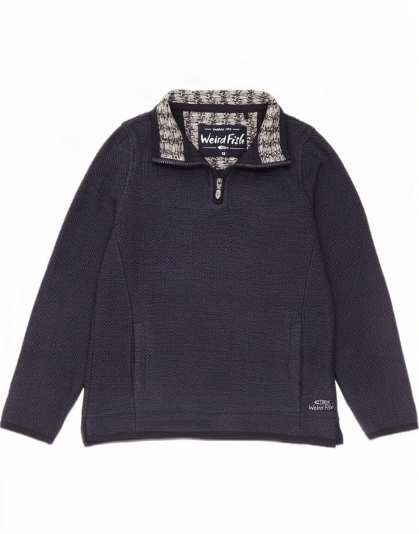 Weird Fish Γυναικεία φούτερ με φερμουάρ Jumper UK 12 Medium Navy Blue Cotton