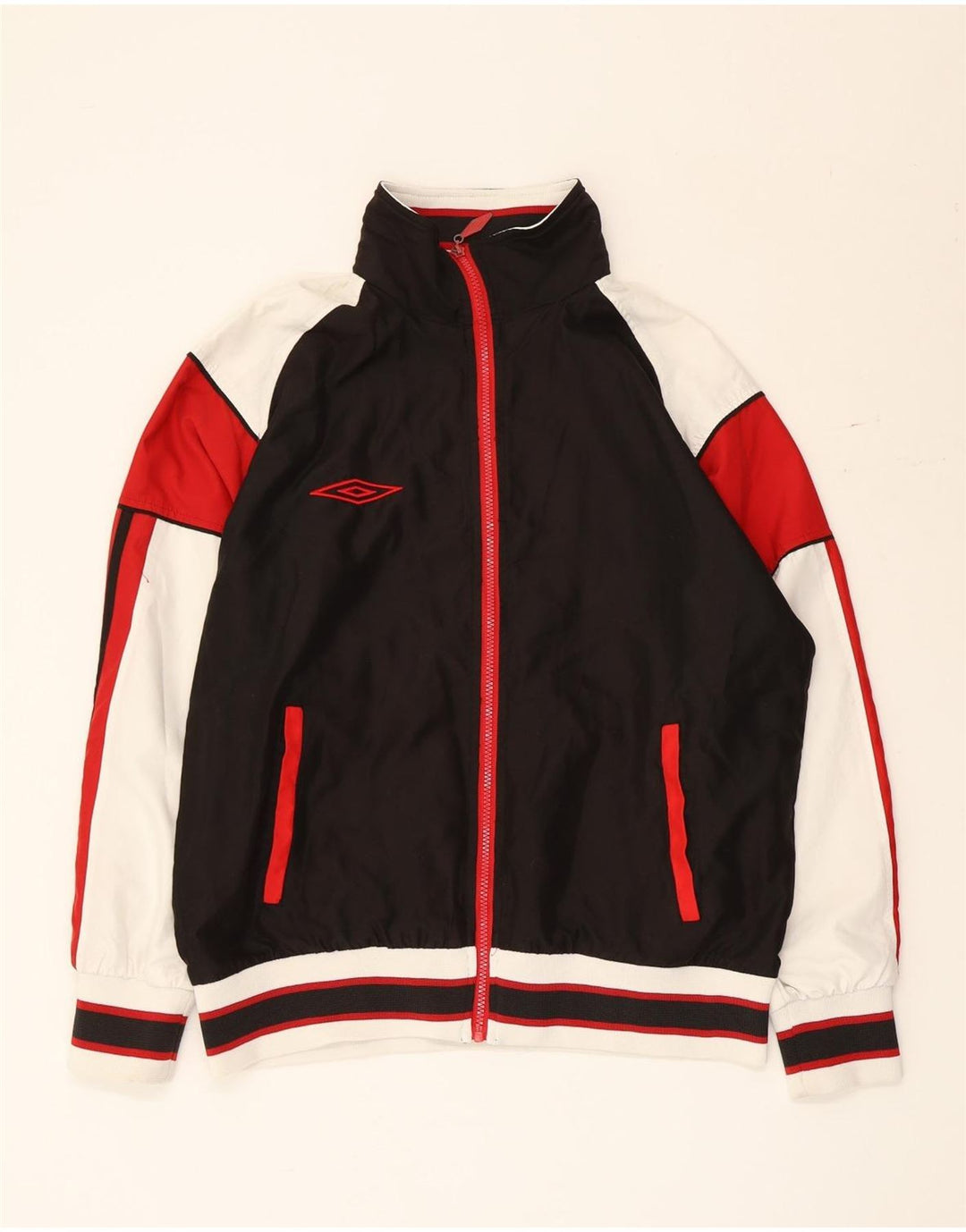 Umbro Mens Tracksuit Top Jacket Medium Black Colourblock Polyester