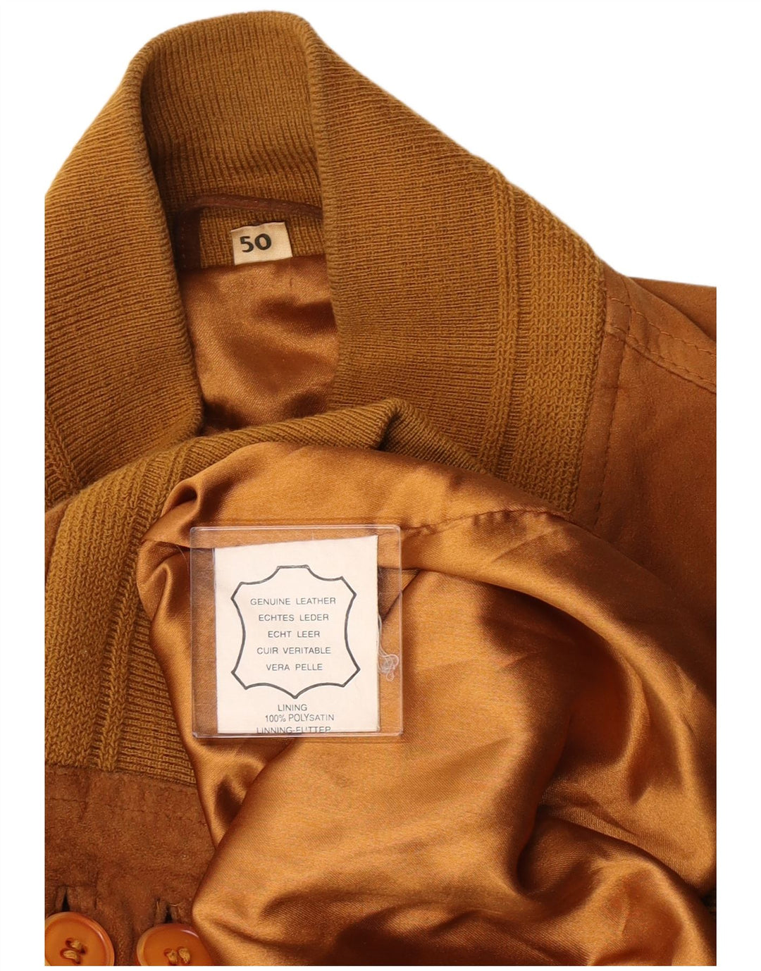 Vintage Mens Suede Bomber Jacket IT 50 Large Beige Leather