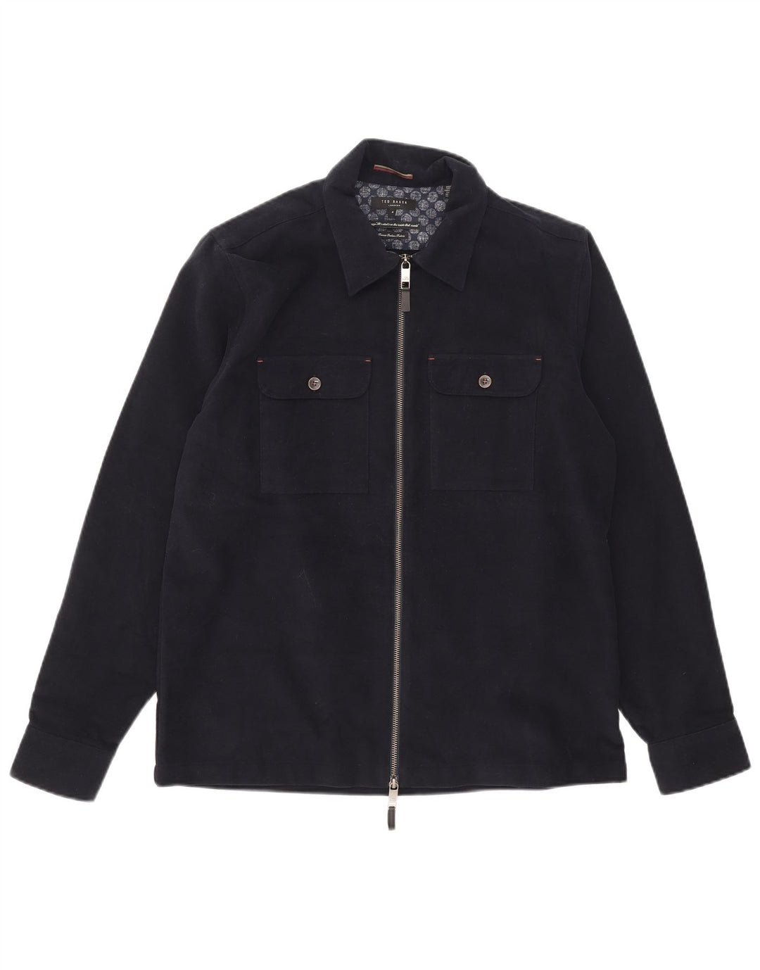 Ted Baker Mens Bomber Jacket Size 4 Large Navy Blue Cotton
