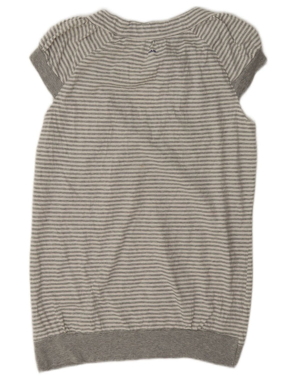 Gas Womens Graphic Blouse Top UK 14 Large Grey Striped Cotton